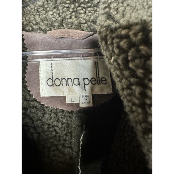 Vintage Donna Pelle The Leather Sherpa Lined Suede Hooded Jacket Womens Large - Picture 3 of 5